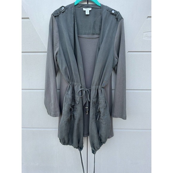 Carolina Belle Montreal Olive Open Front Draped Shackit Duster Jacket Sz 1X - Picture 4 of 11